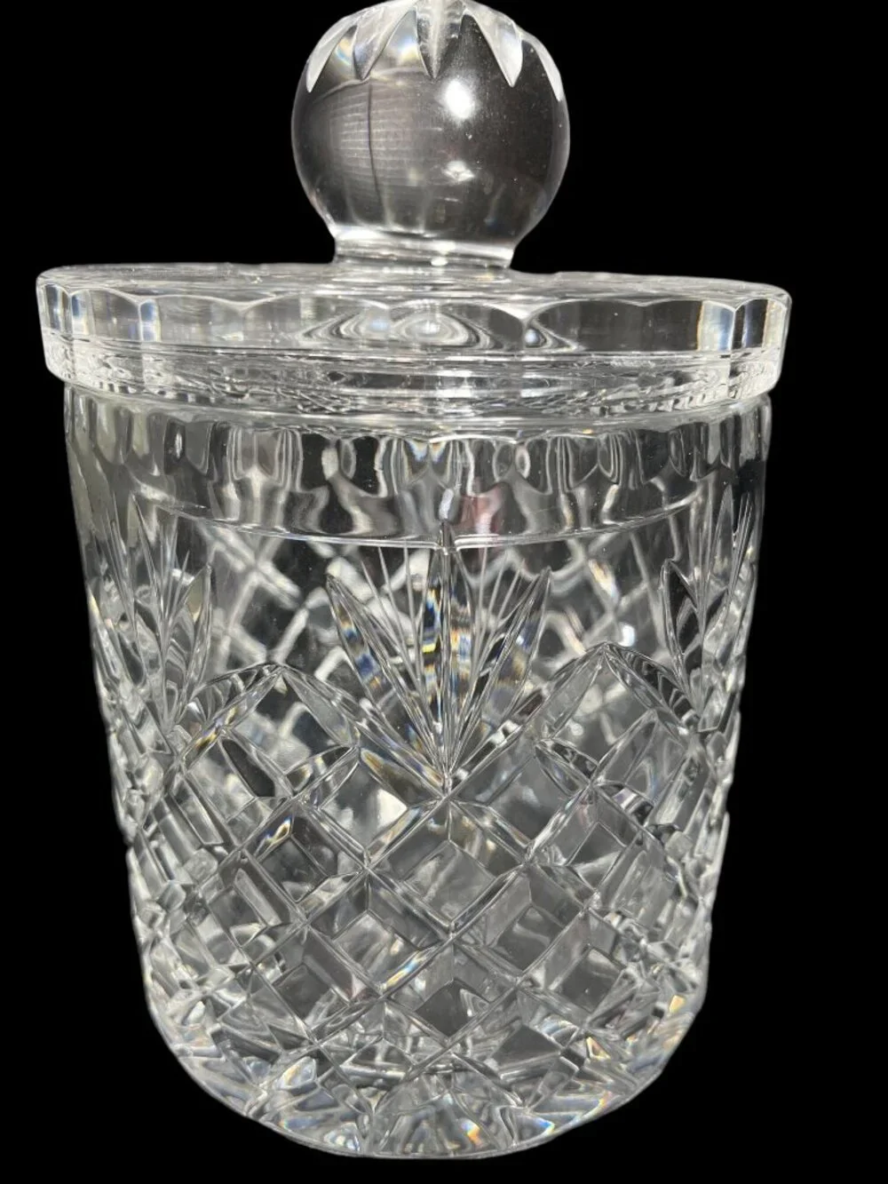 Vintage Heavy Lead Crystal Covered Biscuit Barrel Candy Jar 7 1/2